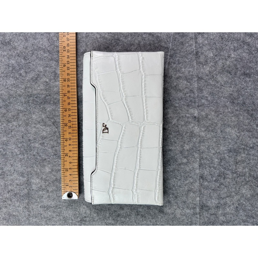 Diane von Furstenberg DVF White Croc Embossed Leather Bar Clutch Bag - Picture 7 of 8